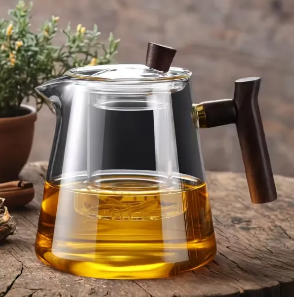 Скляний чайник-заварник з фільтром і бамбуковою ручкою | Аксесуари. Лайфхаки